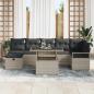Preview: 8-teiliges Garten Sofa Set mit Kissen Hellgrau Poly Rattan, 2-Sitzer Garten Sofa mit Stauraum & Kissen Grau Poly Rattan