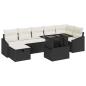 Preview: ARDEBO.de - 8-teiliges Garten Sofa Set mit Kissen schwarzes Poly Rattan