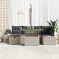 Preview: 7-teiliges Garten-Sofa-Set mit Kissen Hellgrau Poly Rattan