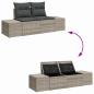Preview: 7-teiliges Garten-Sofa-Set mit Kissen Hellgrau Poly Rattan