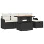 Preview: 6-teiliges Garten Sofa Set mit Kissen Schwarz Poly Rattan, 2-Sitzer Garten Sofa mit Stauraum & Kissen Schwarz Poly Rattan