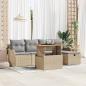 Preview: ARDEBO.de - 6-teiliges Garten Sofa Set mit Kissen Beige Poly Rattan, 2-Sitzer Garten Sofa mit Stauraum & Kissen Beige Poly Rattan