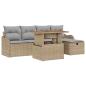 Preview: 6-teiliges Garten Sofa Set mit Kissen Beige Poly Rattan, 2-Sitzer Garten Sofa mit Stauraum & Kissen Beige Poly Rattan