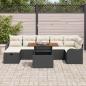 Preview: ARDEBO.de - 8-teiliges Garten Sofa Set mit Kissen Schwarz Poly Rattan, 2-Sitzer Garten Sofa mit Stauraum & Kissen Schwarz Poly Rattan