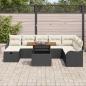 Preview: 9-teiliges Garten Sofa Set mit Kissen Schwarz Poly Rattan, 2-Sitzer Garten Sofa mit Stauraum & Kissen Schwarz Poly Rattan