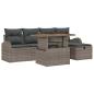 Preview: 6-teiliges Garten-Sofa-Set mit Kissen Grau Poly-Rattan, 2-Sitzer Garten-Sofa mit Stauraum & Kissen Grau Poly-Rattan
