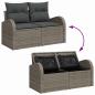 Preview: 6-teiliges Garten-Sofa-Set mit Kissen Grau Poly-Rattan, 2-Sitzer Garten-Sofa mit Stauraum & Kissen Grau Poly-Rattan