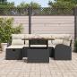 Preview: 7-teiliges Garten-Sofa-Set mit Kissen Schwarz Poly Rattan, 2-Sitzer Garten-Sofa mit Stauraum und Kissen Schwarz Poly Rattan