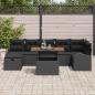 Preview: 8-teiliges Garten-Sofa-Set mit Kissen Schwarz Poly-Rattan, 2-Sitzer Garten-Sofa mit Stauraum & Kissen Schwarz Poly-Rattan