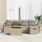 Preview: 6-teiliges Garten-Sofa-Set mit Kissen Beige Poly-Rattan, 2-Sitzer Garten-Sofa mit Stauraum und Kissen Beige Poly-Rattan