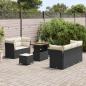 Preview: 8-teilige Garten Sofa Set mit Kissen Schwarz Poly Rattan Akazie, 3-teiliges Garten Esstisch Set mit Kissen Schwarz Poly Rattan Akazie