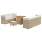 Preview: 10-teiliges Garten Sofa Set mit Kissen Beige Poly Rattan Akazie, 3-teiliges Garten Essbereich Set mit Kissen Beige Poly Rattan Akazie