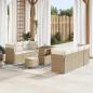 Preview: ARDEBO.de - 10-teiliges Garten Sofa Set mit Kissen Beige Poly Rattan Akazie, 3-teiliges Garten Esstisch Set mit Kissen Beige Poly Rattan Akazie