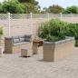 Preview: 10-teiliges Garten Sofa Set mit Kissen Beige Poly Rattan Akazie, 3-teiliges Garten Essbereich Set mit Kissen Beige Poly Rattan Akazie