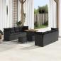 Preview: ARDEBO.de - 11-teiliges Garten-Sofa-Set mit Kissen Schwarz Poly-Rattan Akazie, 3-teiliges Garten-Dining-Set mit Kissen Schwarz Poly-Rattan Akazie