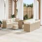 Preview: ARDEBO.de - 11-teiliges Garten Sofa Set mit Kissen Beige Poly Rattan Akazie, 3-teiliges Garten Essset mit Kissen Beige Poly Rattan Akazie