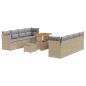 Preview: 11-teiliges Garten Sofa Set mit Kissen Beige Poly Rattan Akazie, 3-teiliges Garten Esstisch Set mit Kissen Beige Poly Rattan Akazie