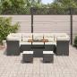 Preview: 10-teilige Garten Sofa Set mit Kissen Schwarz Poly Rattan Akazie, 3-teiliges Garten Esstisch Set mit Kissen Schwarz Poly Rattan Akazie