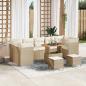 Preview: ARDEBO.de - 10-teiliges Garten Sofa Set mit Kissen, Beige, Poly Rattan, Akazie, 3-teiliges Garten Ess-Set mit Kissen, Beige, Poly Rattan, Akazie