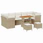 Preview: 10-teiliges Garten Sofa Set mit Kissen, Beige, Poly Rattan, Akazie, 3-teiliges Garten Ess-Set mit Kissen, Beige, Poly Rattan, Akazie