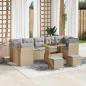Preview: ARDEBO.de - 10-teiliges Garten Sofa Set mit Kissen Beige Poly Rattan Akazie, 3-teiliges Garten Essset mit Kissen Beige Poly Rattan Akazie