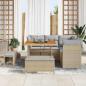Preview: 8-teiliges Garten Sofa Set mit Kissen Beige Poly Rattan Akazie, 3-teiliges Garten Essset mit Kissen Beige Poly Rattan Akazie