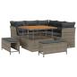 Preview: 8-teiliges Garten Sofa Set mit Kissen Grau Poly Rattan Akazie, 3-teiliges Garten Esstisch Set mit Kissen Grau Poly Rattan Akazie