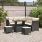 Preview: ARDEBO.de - 8-teiliges Garten-Sofa-Set mit Kissen Schwarz Poly Rattan Akazie, 3-teiliges Garten-Esszimmer-Set mit Kissen Schwarz Poly Rattan Akazie