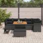 Preview: 9-teiliges Garten Sofa Set mit Kissen Schwarz Poly Rattan Akazie, 3-teiliges Garten Esszimmer Set mit Kissen Schwarz Poly Rattan Akazie