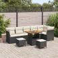 Preview: ARDEBO.de - 9-teiliges Garten Sofa Set mit Kissen Schwarz Poly Rattan Akazie, 3-teiliges Garten Essset mit Kissen Schwarz Poly Rattan Akazie