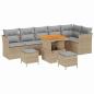 Preview: 9-teiliges Garten Sofa Set mit Kissen Beige Poly Rattan Akazie, 3-teiliges Garten Esszimmer Set mit Kissen Beige Poly Rattan Akazie