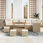 Preview: 10-teiliges Garten Sofa Set mit Kissen Beige Poly Rattan Akazie, 4-teiliges Garten Ess-Set mit Kissen Beige Poly Rattan Akazie