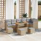 Preview: ARDEBO.de - 10-teiliges Garten-Sofa-Set mit Kissen Beige Poly Rattan Akazie, 4-teiliges Garten-Esszimmer Set mit Kissen Beige Poly Rattan Akazie