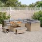 Preview: 12-teiliges Garten Sofa Set mit Kissen Beige Poly Rattan Akazie, 3-teiliges Garten Ess-Set mit Kissen Beige Poly Rattan Akazie