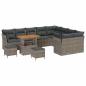Preview: 12-teiliges Garten-Sofa-Set mit Kissen Grau Poly-Rattan Akazie, 3-teiliges Garten-Ess-Set mit Kissen Grau Poly-Rattan Akazie