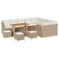 Preview: ARDEBO.de - 13-teiliges Garten-Sofa-Set mit Kissen Beige Poly Rattan Akazie, 4-teiliges Garten-Dining-Set mit Kissen Beige Poly Rattan Akazie