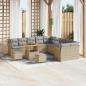 Preview: ARDEBO.de - 13-teiliges Garten Sofa Set mit Kissen Beige Poly Rattan Akazie, 3-teiliges Garten Esstisch Set mit Kissen Beige Poly Rattan Akazie