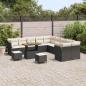 Preview: 13 teiliges Garten Sofa Set mit Kissen Schwarz Poly Rattan Akazie, 3 teiliges Garten Esstisch Set mit Kissen Schwarz Poly Rattan Akazie