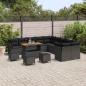Preview: 14-teiliges Garten Sofa Set mit Kissen Schwarz Poly Rattan Akazie, 4-teiliges Garten Esszimmer Set mit Kissen Schwarz Poly Rattan Akazie