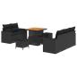 Preview: ARDEBO.de - 8-teiliges Garten Sofa Set mit Kissen Schwarz Poly Rattan Akazie, 3-teiliges Garten Essset mit Kissen Schwarz Poly Rattan Akazie