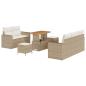 Preview: 8-teiliges Garten Sofa Set mit Kissen Beige Poly Rattan Akazie, 3-teiliges Garten Esstisch Set mit Kissen Beige Poly Rattan Akazie