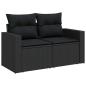 Preview: 11-teiliges Garten-Sofa-Set mit Kissen Schwarz Poly-Rattan Akazie, 3-teiliges Garten-Dining-Set mit Kissen Schwarz Poly-Rattan Akazie