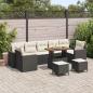 Preview: ARDEBO.de - 10tlg. Garten-Sofa-Set mit Kissen Schwarz Poly Rattan Akazie, 3tlg. Garten-Ess-Set mit Kissen Schwarz Poly Rattan Akazie