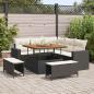 Preview: ARDEBO.de - 8-teiliges Garten-Sofa-Set mit Kissen Schwarz Poly-Rattan Akazie, 3-teiliges Garten-Dining-Set mit Kissen Schwarz Poly-Rattan Akazie