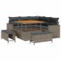 Preview: 8-teiliges Garten-Sofa-Set mit Kissen Grau Poly-Rattan Akazie, 3-teiliges Garten-Ess-Set mit Kissen Grau Poly-Rattan Akazie