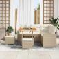 Preview: 8-teiliges Garten-Sofaset mit Kissen Beige Poly Rattan Akazie, 3-teiliges Garten-Ess-Set mit Kissen Beige Poly Rattan Akazie