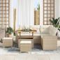 Preview: ARDEBO.de - 8-teiliges Garten Sofa Set mit Kissen Beige Poly Rattan Akazie, 3-teiliges Garten Esstisch Set mit Kissen Beige Poly Rattan Akazie