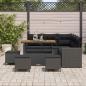 Preview: 9-teilige Garten Sofa Set mit Kissen Schwarz Poly Rattan Akazie, 4-teiliges Garten Essset mit Kissen Schwarz Poly Rattan Akazie