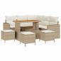 Preview: 9-teiliges Garten-Sofaset mit Kissen Beige Poly-Rattan Akazie, 4-teiliges Garten-Dining-Set mit Kissen Beige Poly-Rattan Akazie