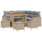 Preview: 9-teiliges Garten Sofaset mit Kissen Beige Poly-Rattan Akazie, 4-teiliges Garten Essset mit Kissen Beige Poly-Rattan Akazie
